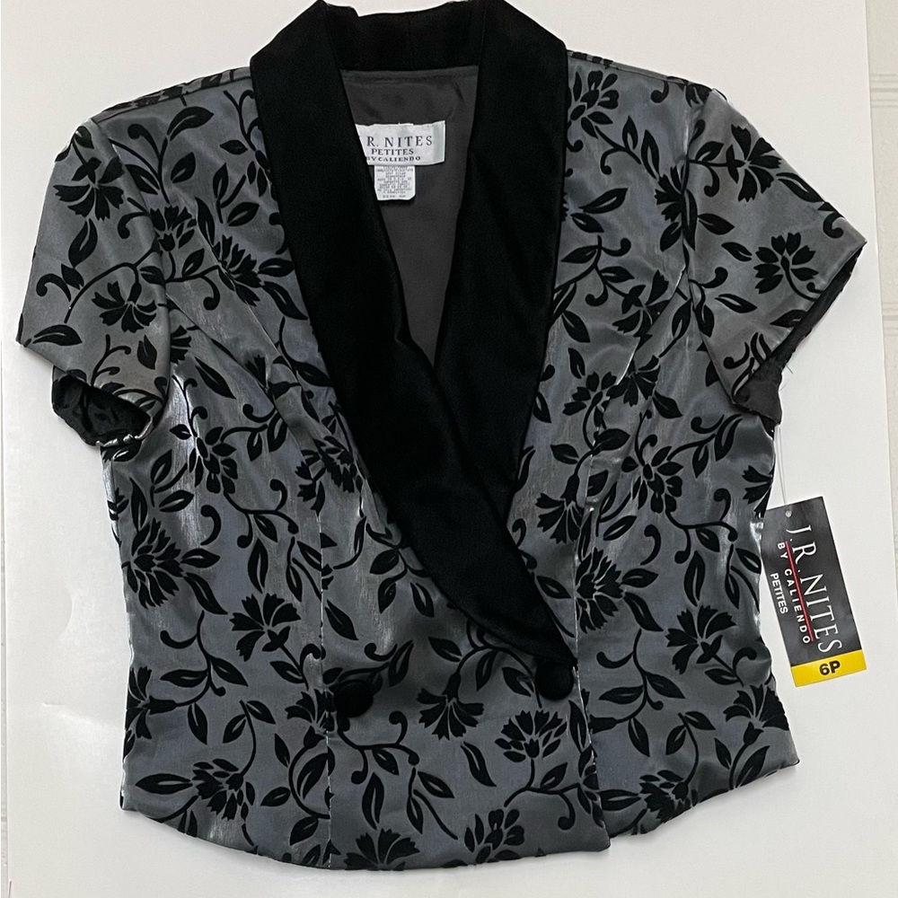 J. R Nites by Caliendo Silver Black Velvet Evening jacket